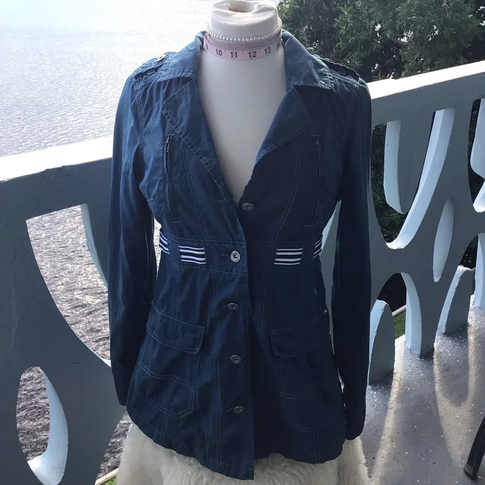 Free People 100% Cotton Utility Thigh Length Button Down Jacket Coat - Picture 4 of 16